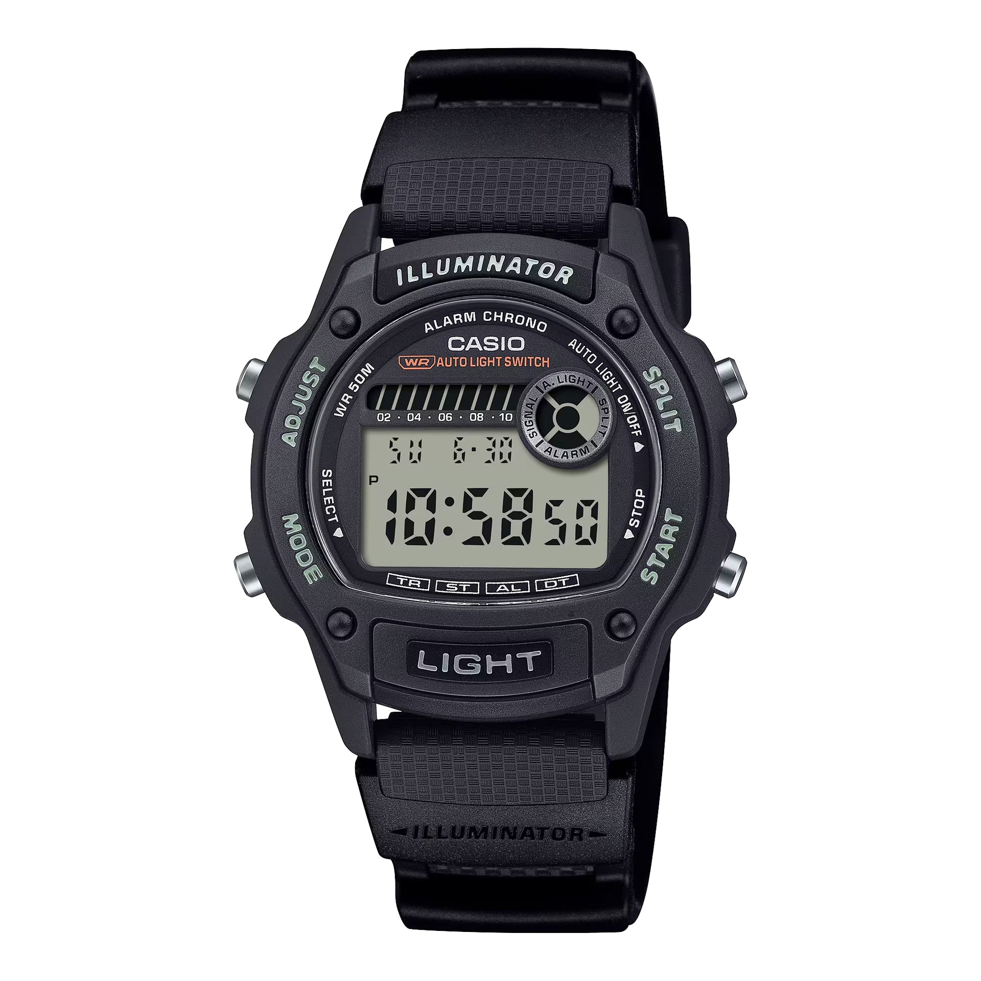 Casio Men’s Black Digital Watch with Gray Dial- W-220H-1AVCF