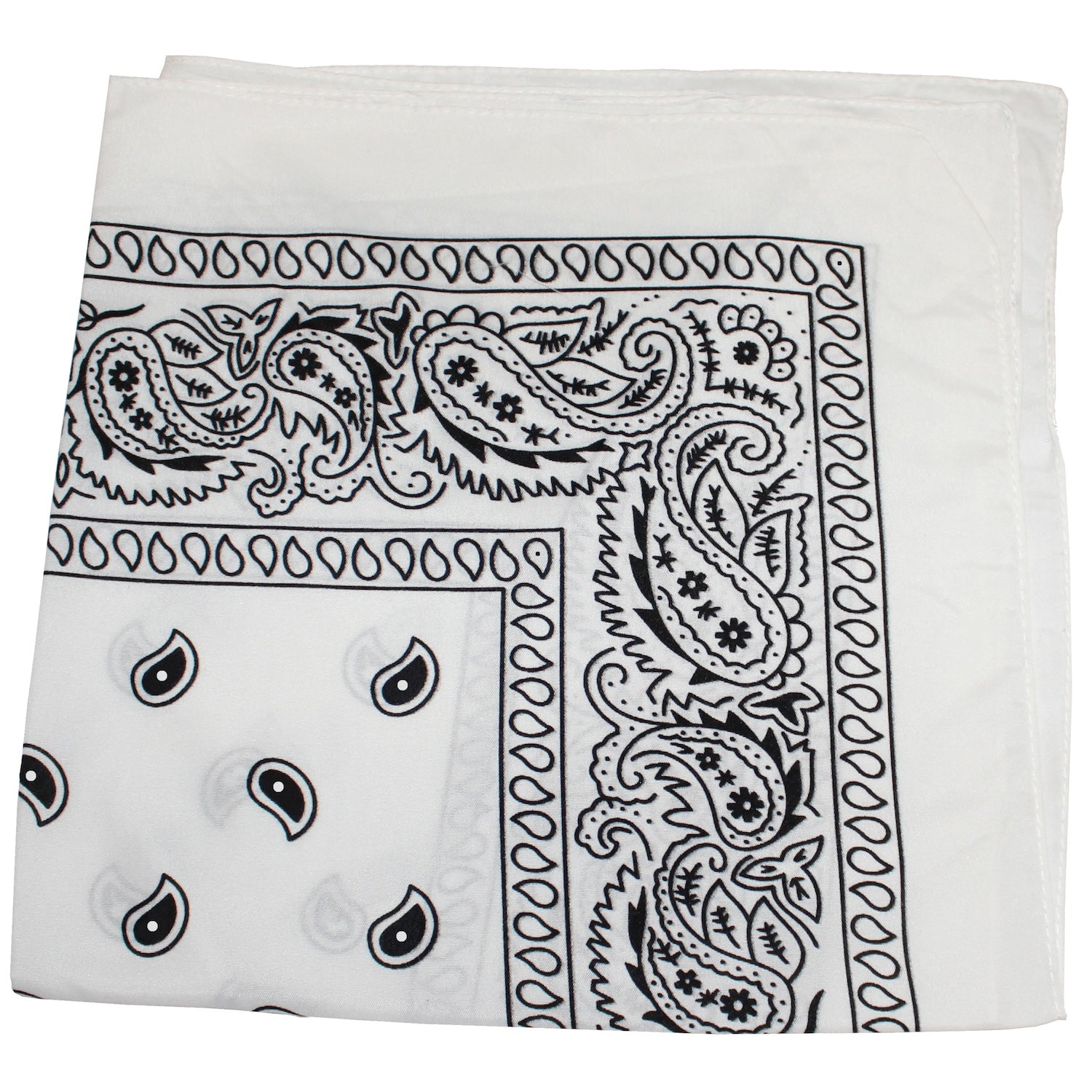 6 Pack Polyester Paisley Bandanas 22 Inch Regular Size (White)