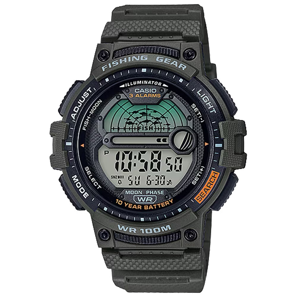 Casio Men's Digital Watch with Green Strap- WS-1200H-3AV
