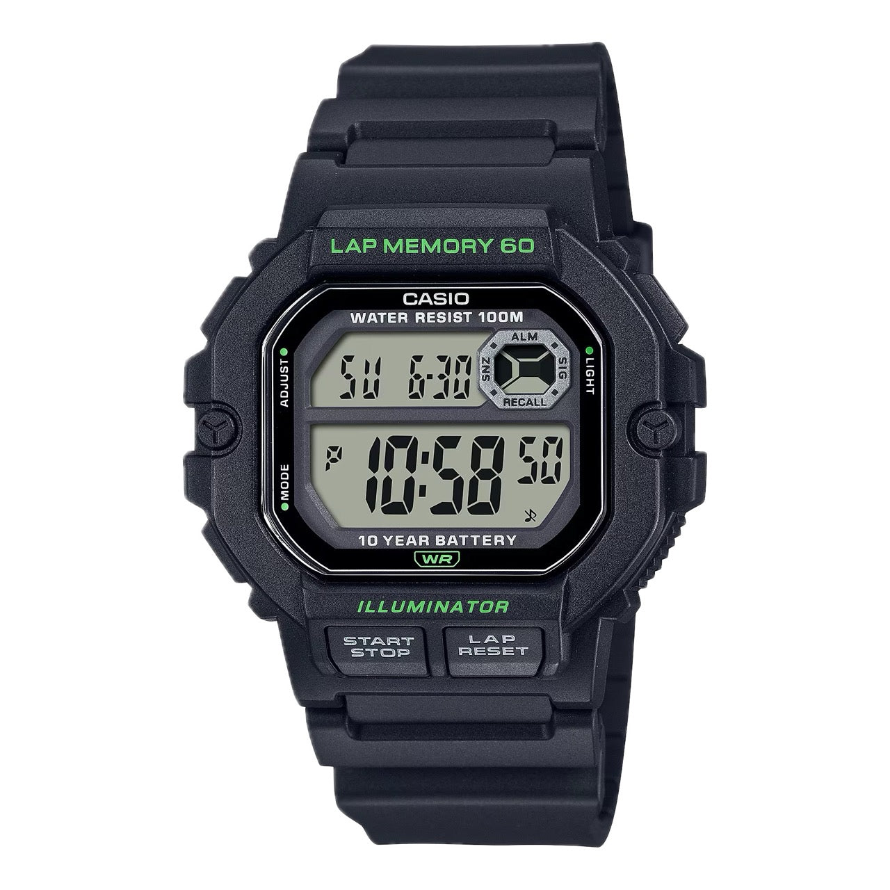 Casio Men's Digital Watch with Black Band - WS-1400H-1AVCF