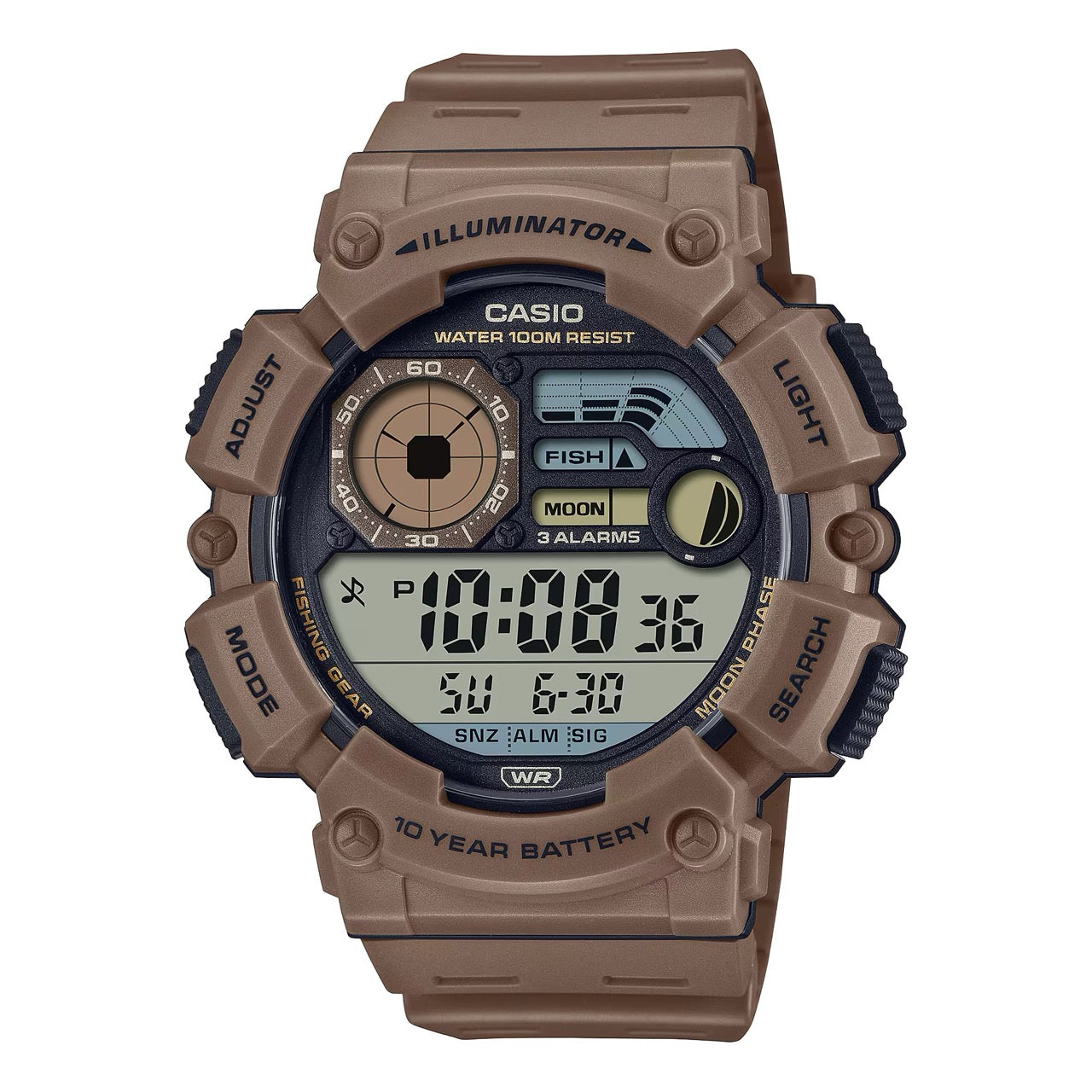 Casio Men's Digital Watch with Brown Band - WS-1500H-5AV