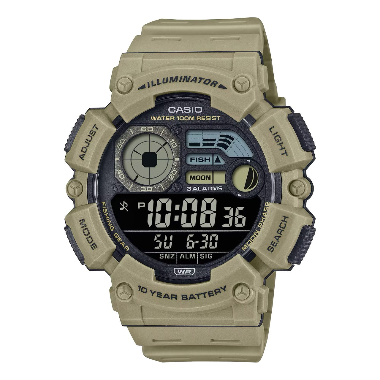 Casio Men's Digital Watch with Beige Band- WS-1500H-5BVCF