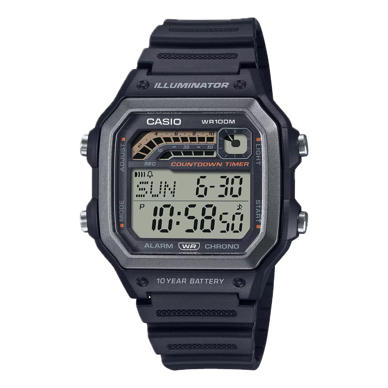 Casio Men's Digital Watch with Black Band - WS-1600H-1AVCF