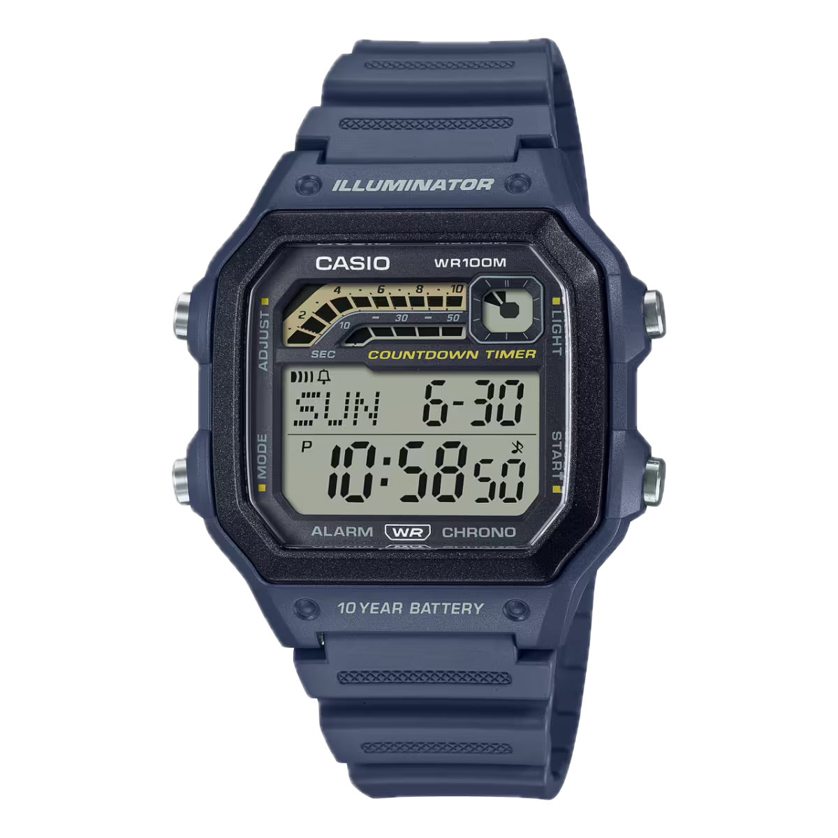 Casio Men's Digital Watch with Blue Band  - WS-1600H-2AVCF