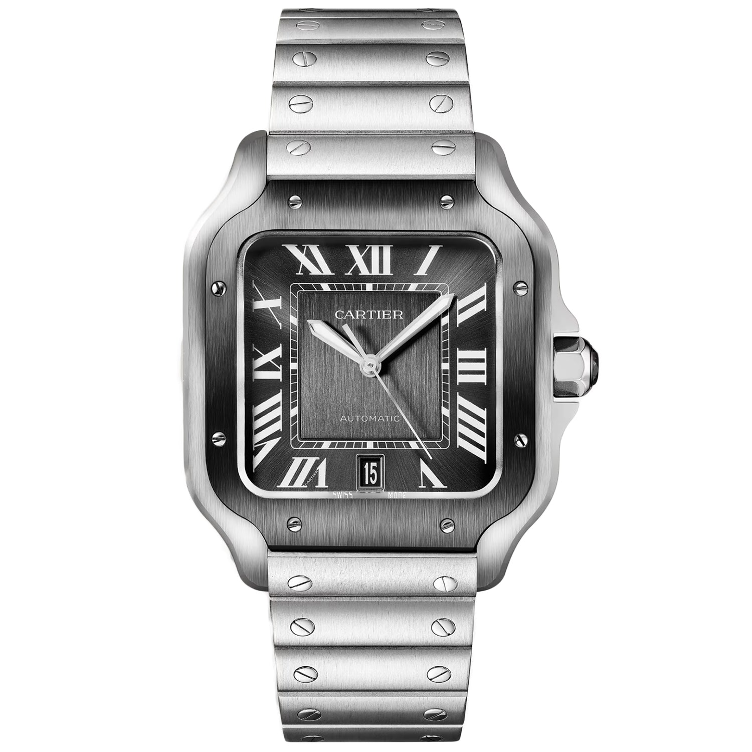 Cartier Men's Santos Black Dial Watch - WSSA0037