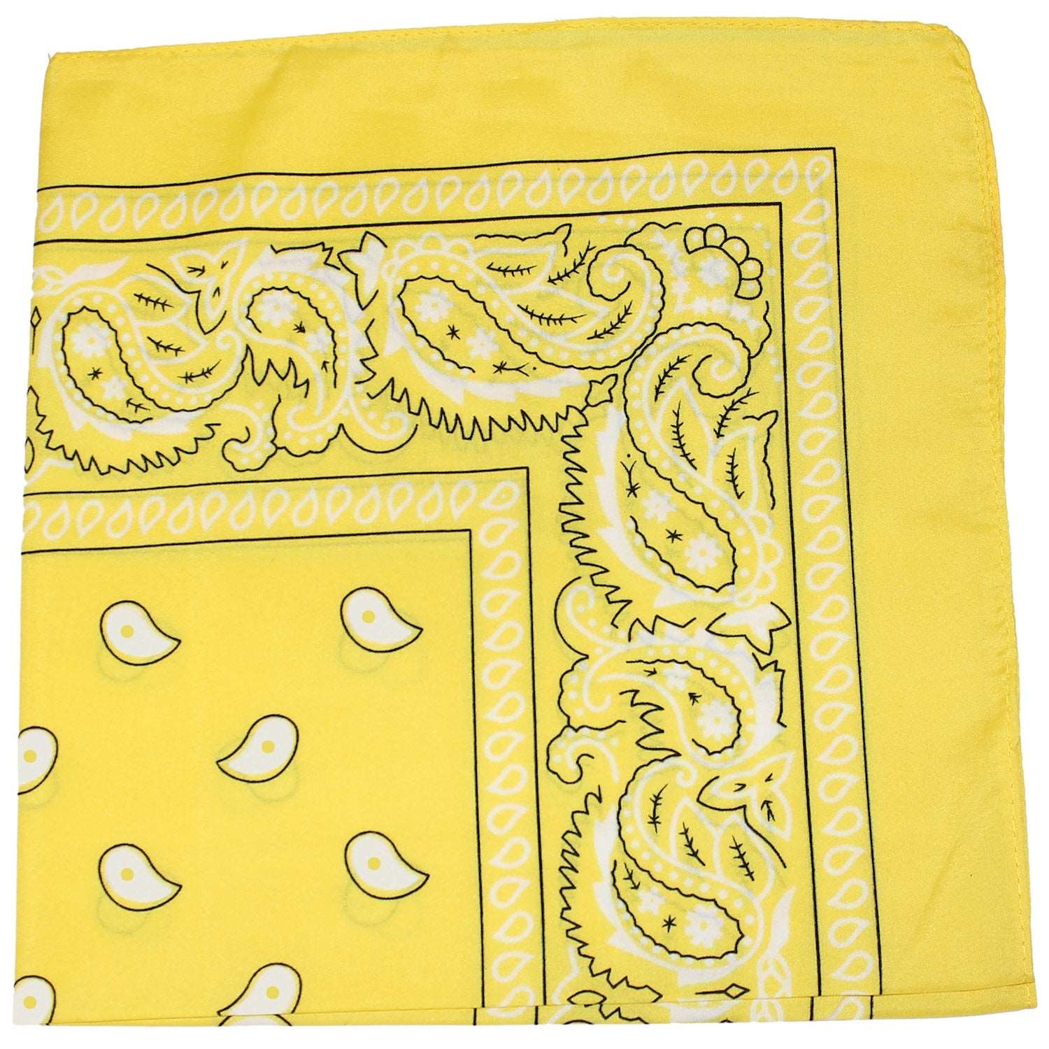 18 Pack 22 Inch Regular Size Polyester Paisley Bandanas (Yellow)