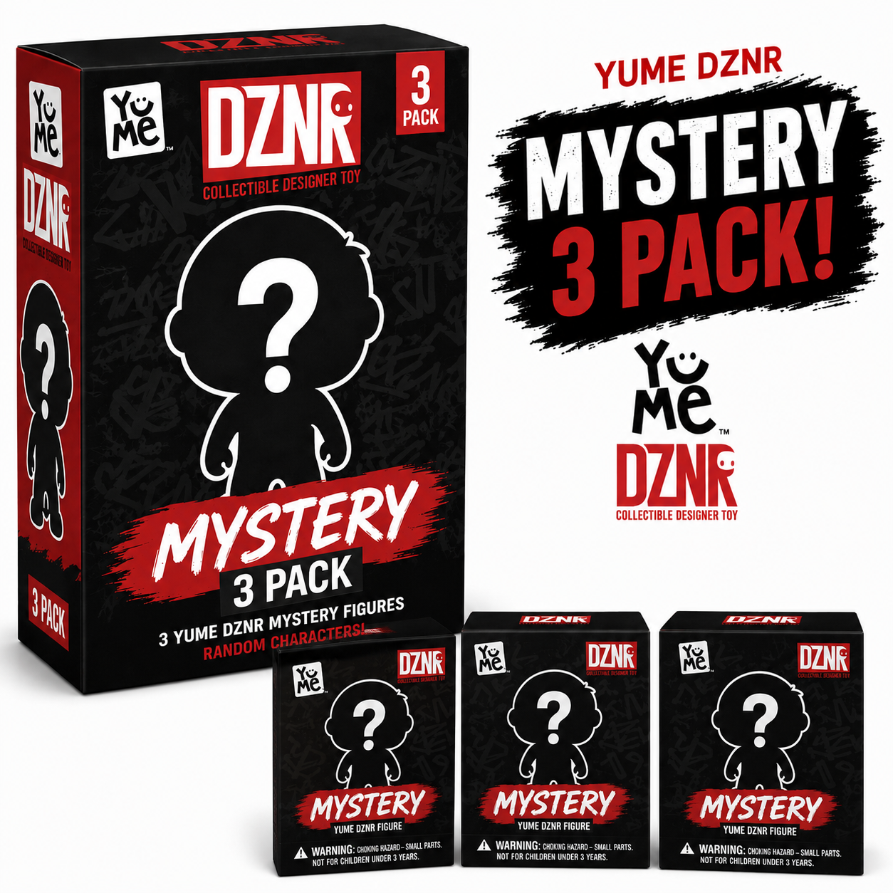Pack of 3 Random Assortment Yume DZNR 7-Inch Plush Figures