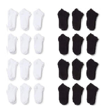 Load image into Gallery viewer, 24 Pairs Men Low Cut Socks 9-11 or 6-8 Black or White or Mixed
