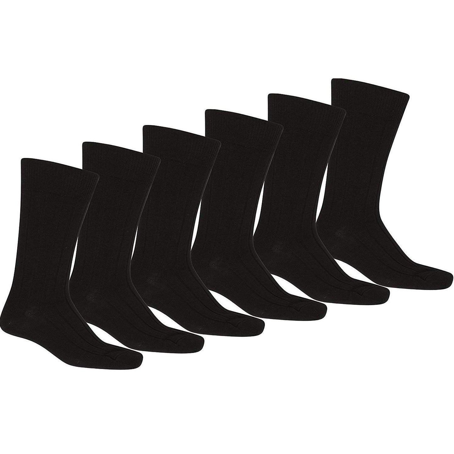 12 Pack of Daily Basic Men Black Solid Plain Dress Socks