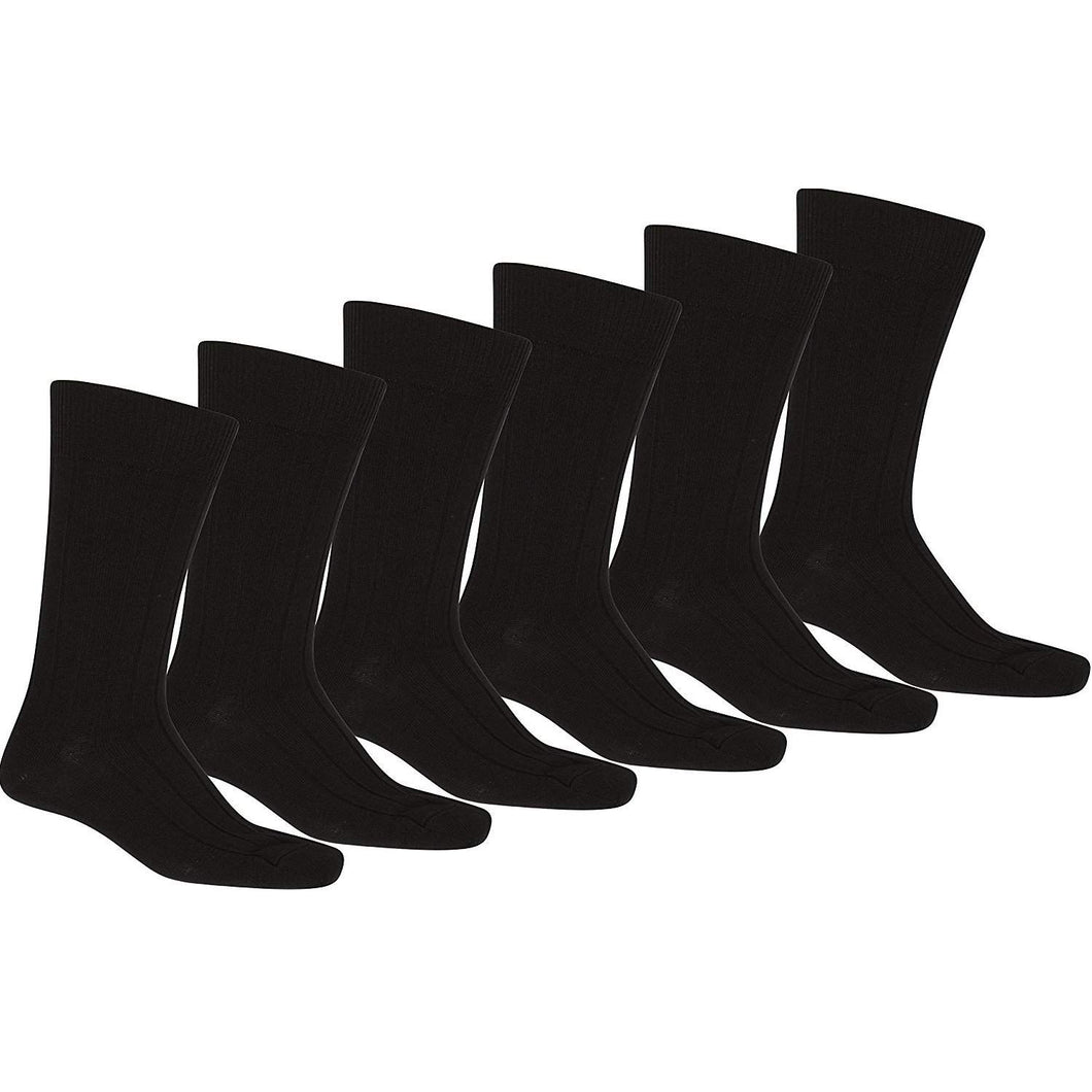 24 Pack of Men Black Solid Plain Dress Socks