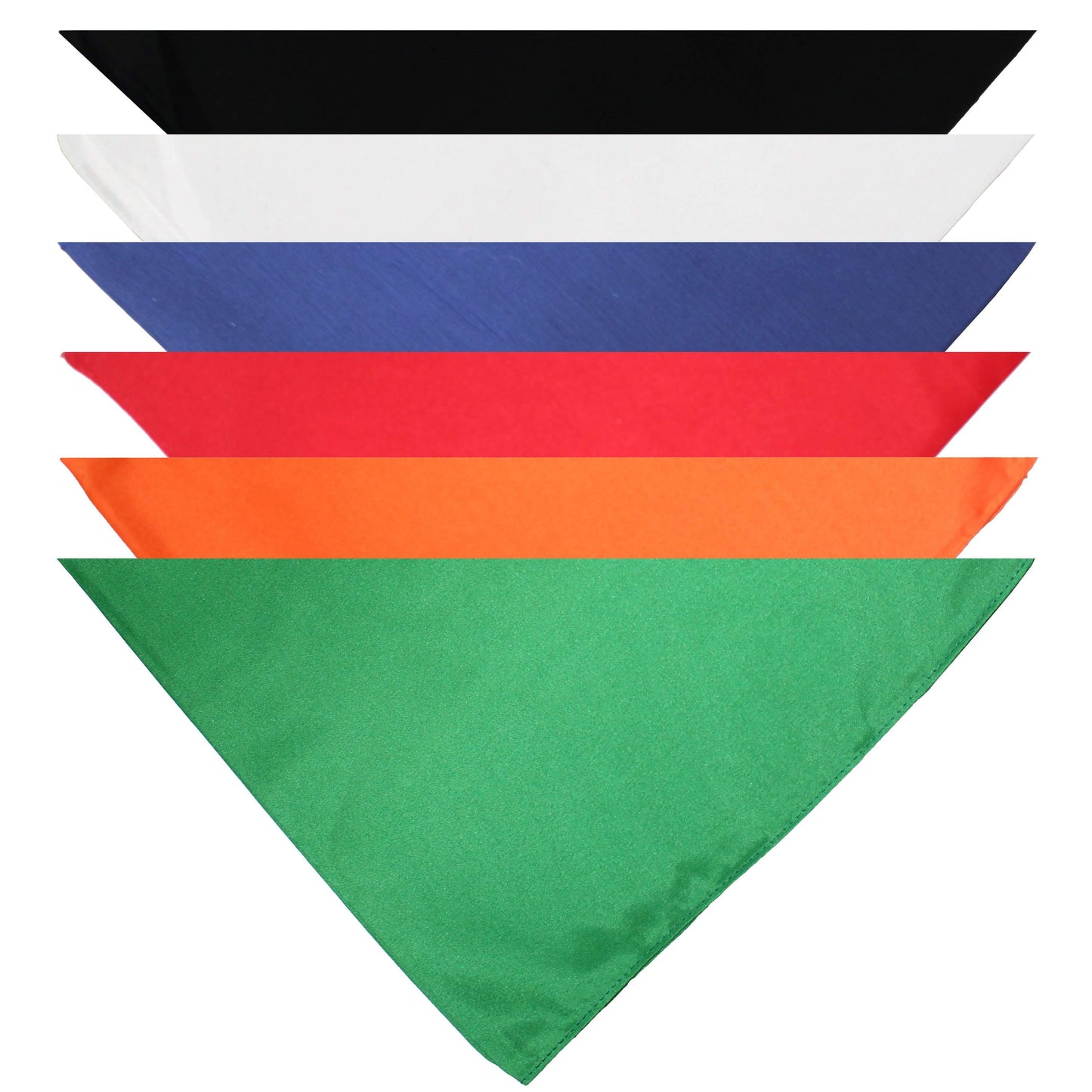 Pack of 7 Triangle Cotton Bandanas - Solid Colors and Polyester - 30 in x 19 in x 19 in
