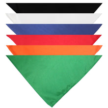 Load image into Gallery viewer, Pack of 7 Triangle Cotton Bandanas - Solid Colors and Polyester - 30 in x 19 in x 19 in
