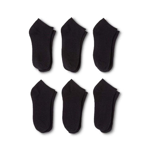 12 Pairs Men's Ankle No Show Socks - Polyester and Spandex - Black or White