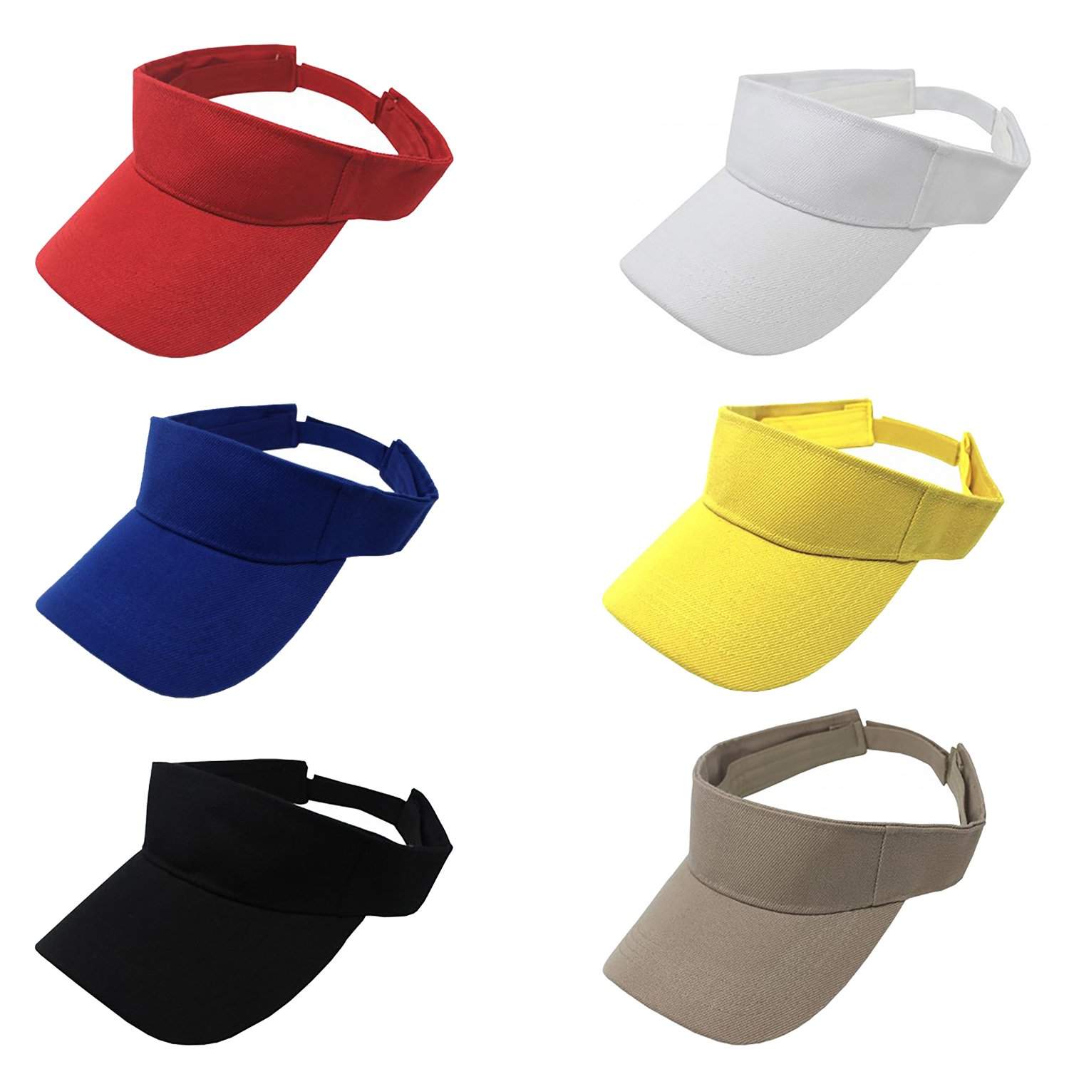 12 Pack Sun Visor Adjustable Cap Hat Athletic Wear - One Dozen