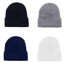 Load image into Gallery viewer, 4 Pack Plain Long Cuffed Unisex Beanies Skullies for Men and Women
