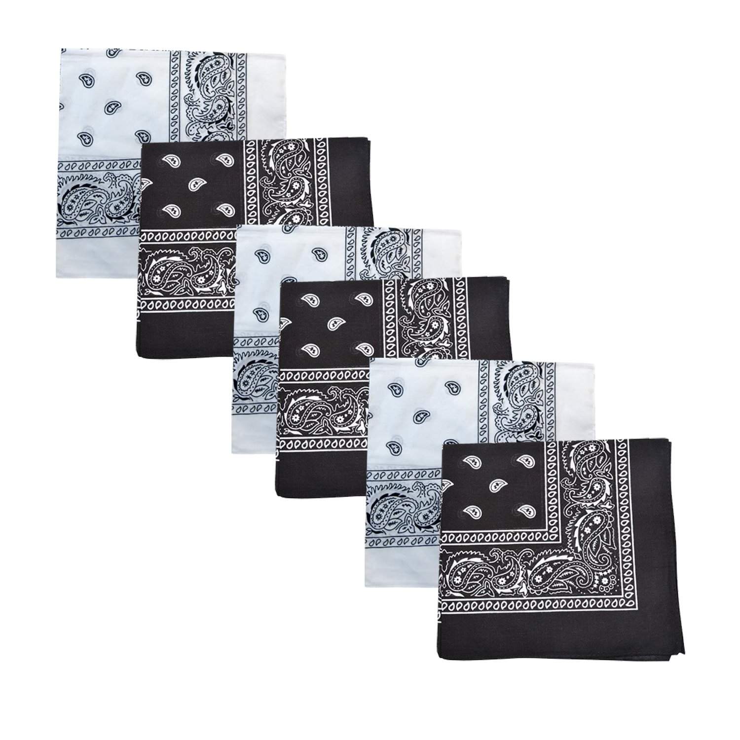 Mechaly Paisley 100% Cotton Bandanas - 6 Pack