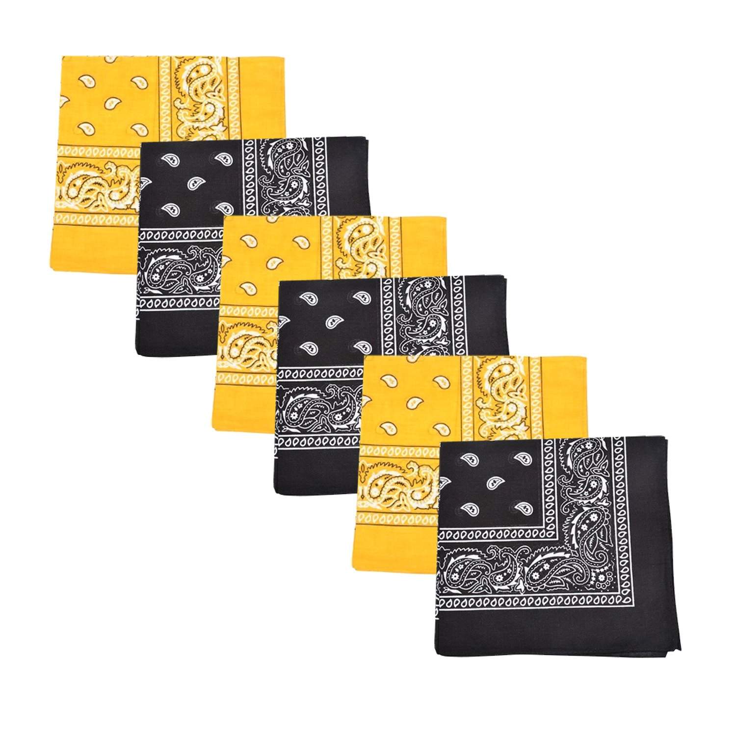 Mechaly Paisley 100% Cotton Bandanas - 6 Pack