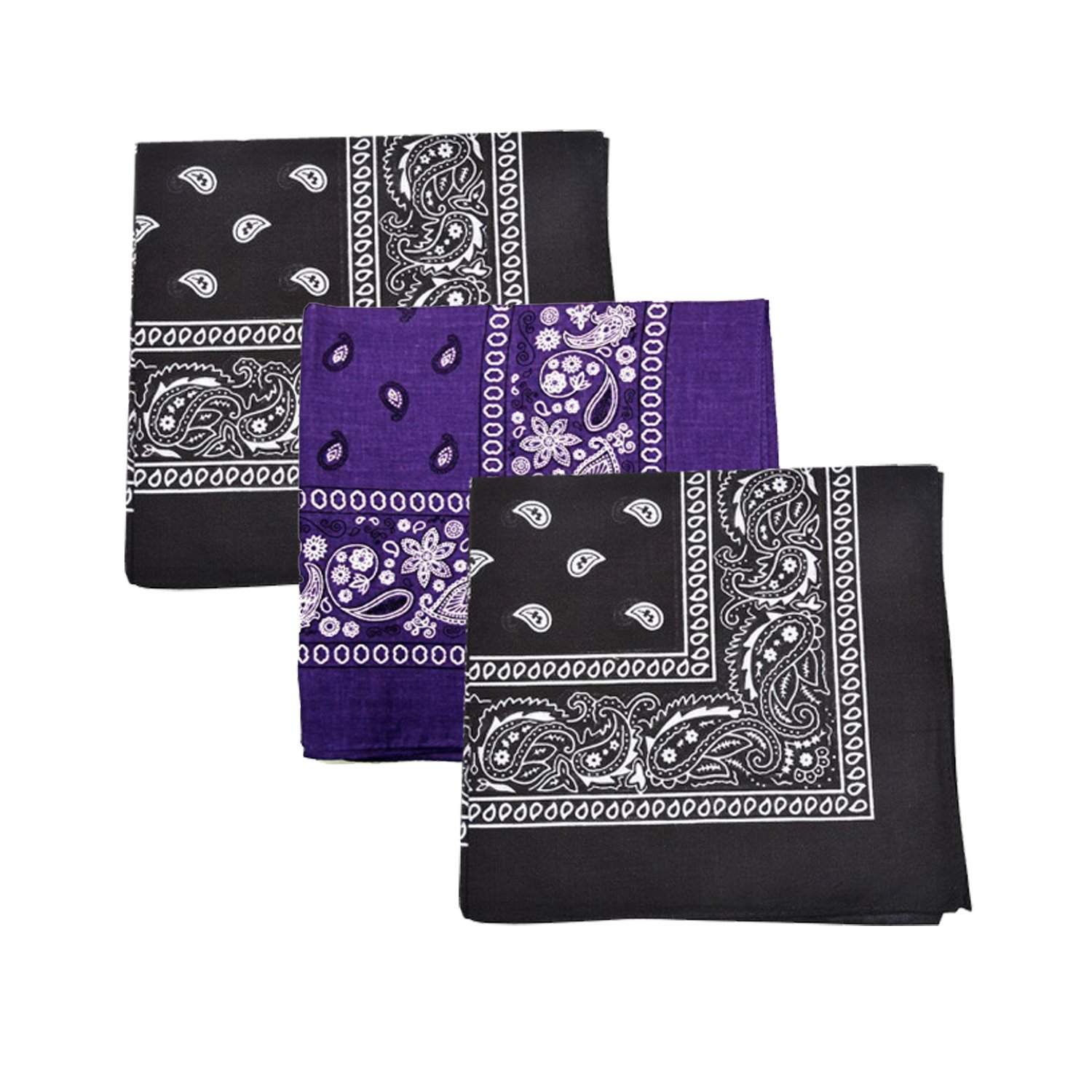 Mechaly Paisley 100% Cotton Bandanas - 3 Pack