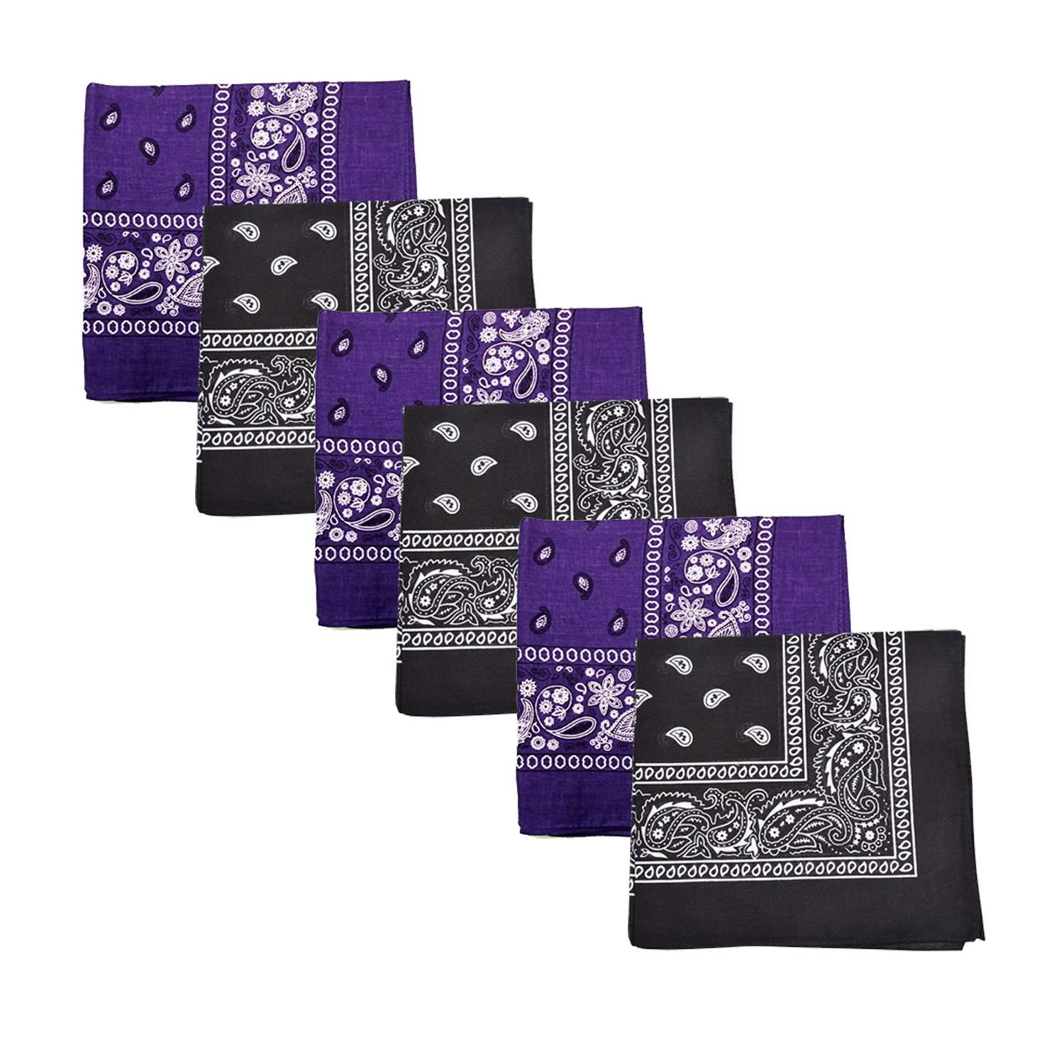 Mechaly Paisley 100% Cotton Bandanas - 6 Pack