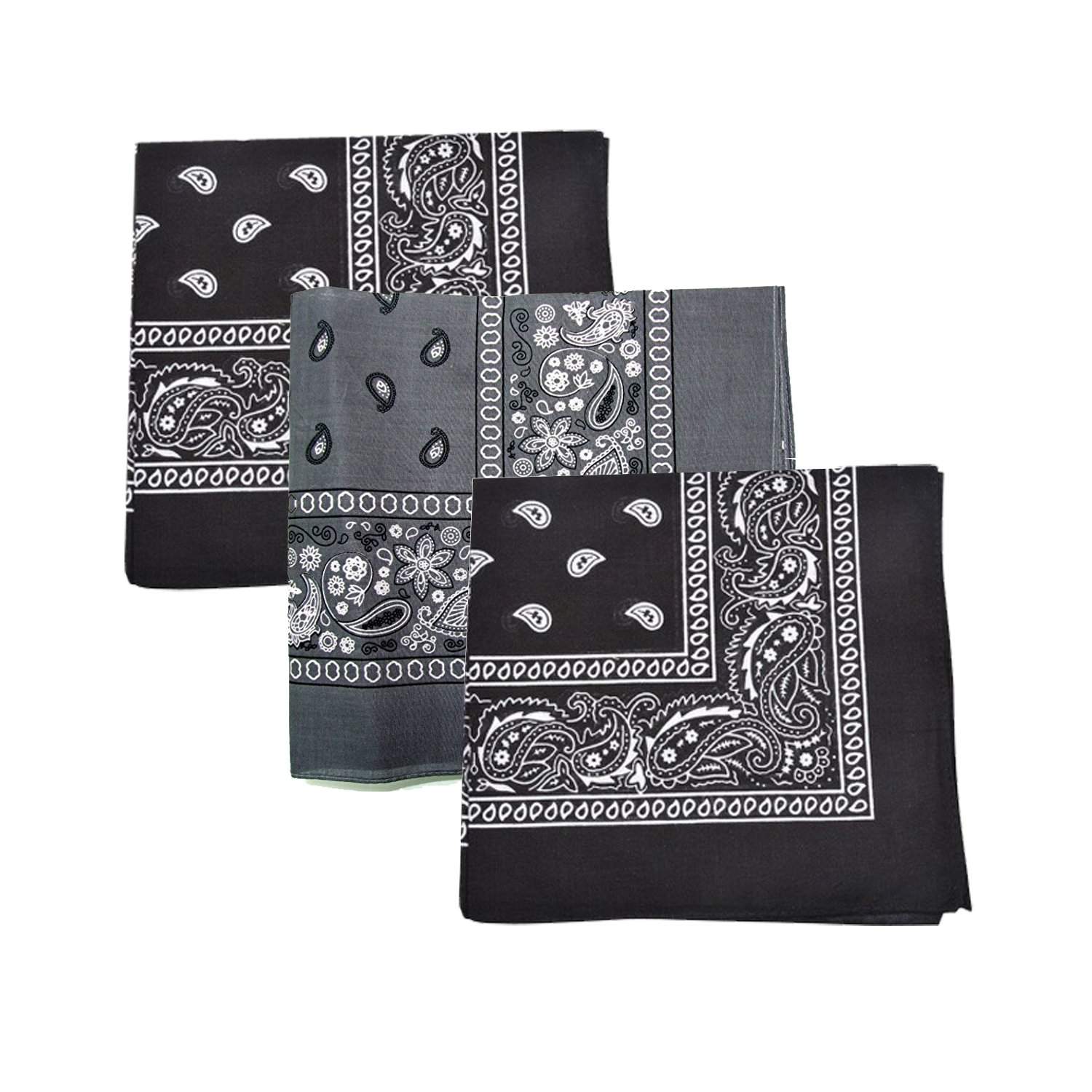 Mechaly Paisley 100% Cotton Bandanas - 3 Pack