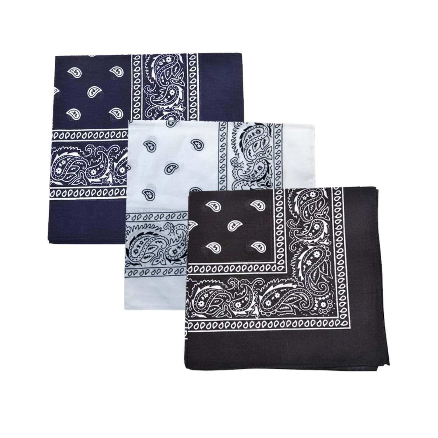 Mechaly Paisley 100% Cotton Bandanas - 3 Pack