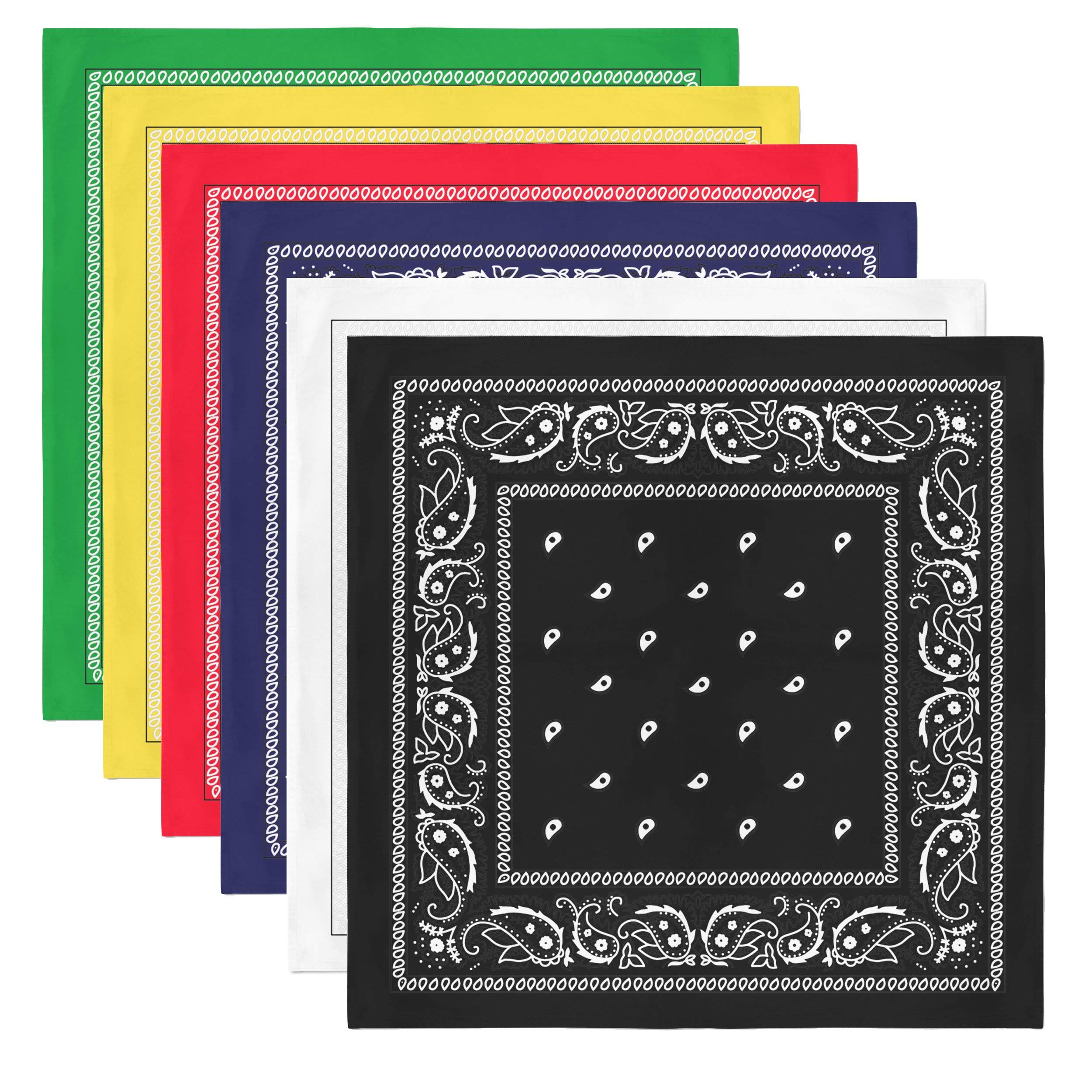 12-Pack Paisley 100% Cotton Double Sided Bandanas