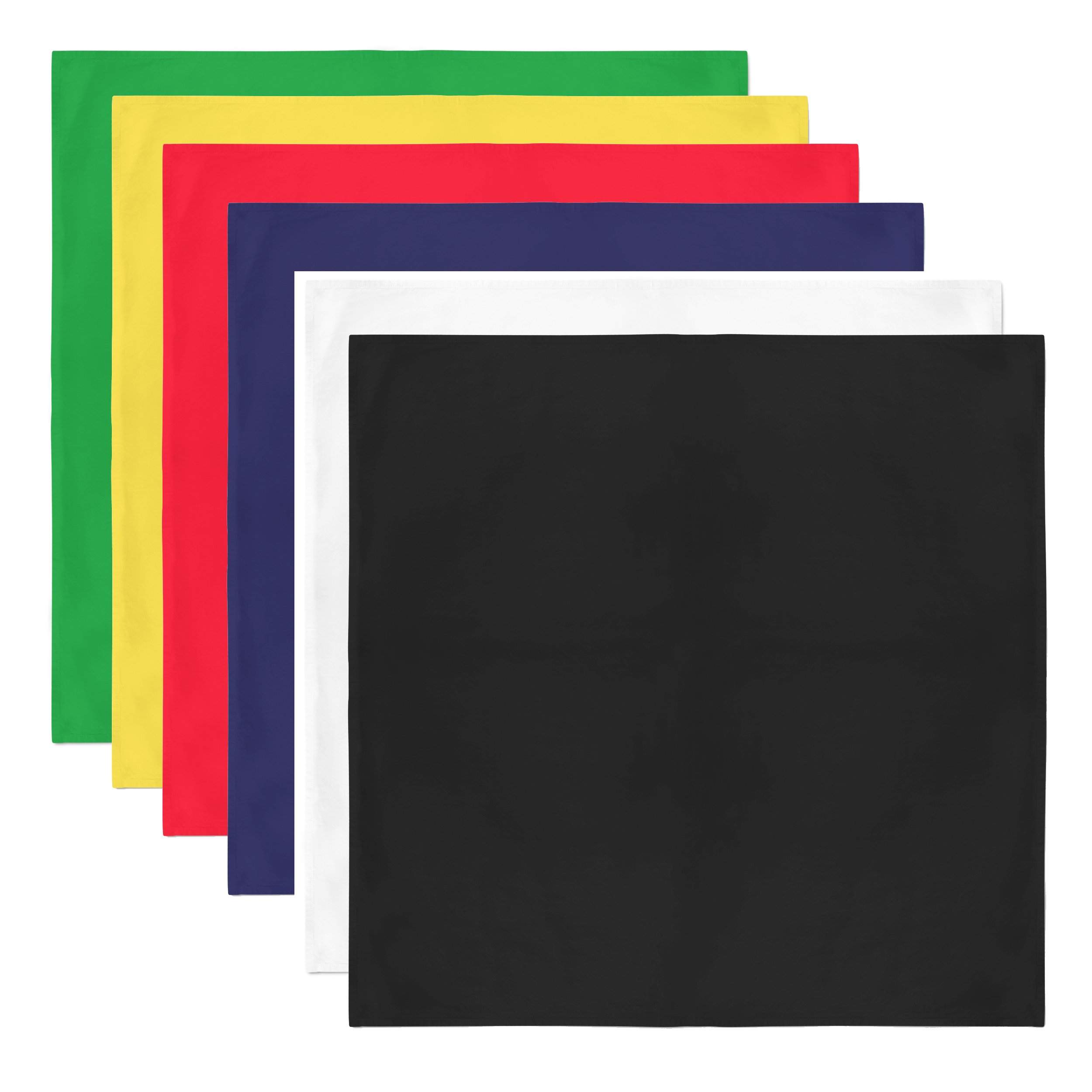 15 Pack Unisex Solid 100% Cotton Plain Bandanas - Bulk Wholesale