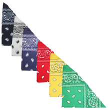 Load image into Gallery viewer, 5-Pack Paisley Cotton Dog Scarf Triangle Bibs  - XL and Washable
